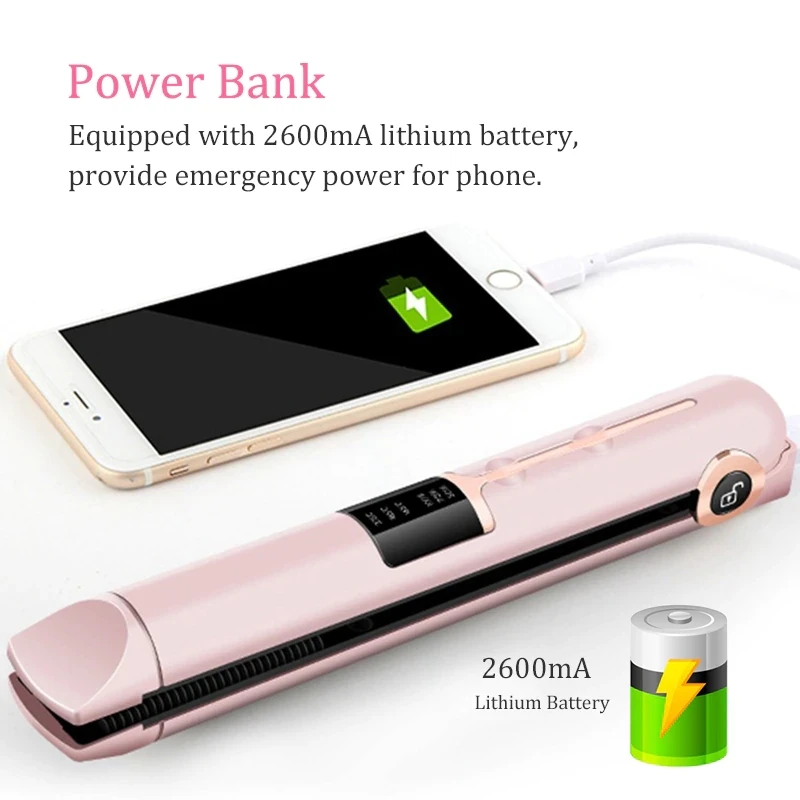 Wireless Hair Straightener Curler USB LCD Display Wireless Charging Perm Smooth Comb Comb Styler Hairdressing Tools