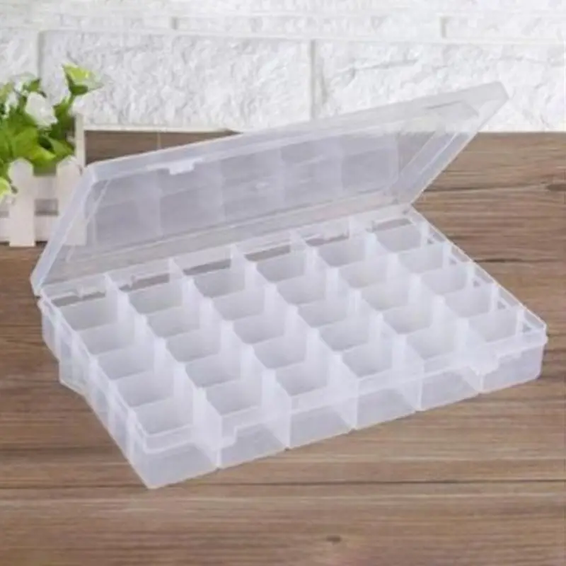 36 Plastic Storage Jewelry Box Home Ring Earrings Container with Adjustable Dividers