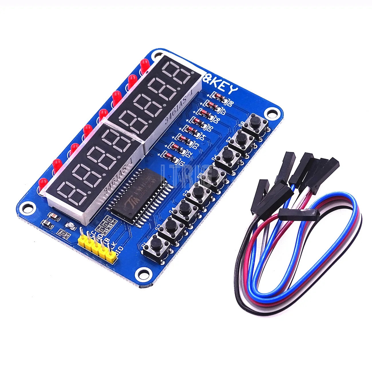 LTRIG custom 1Pcs Key Display For AVR New 8-Bit Digital LED Tube 8-Bit TM1638 Module with line