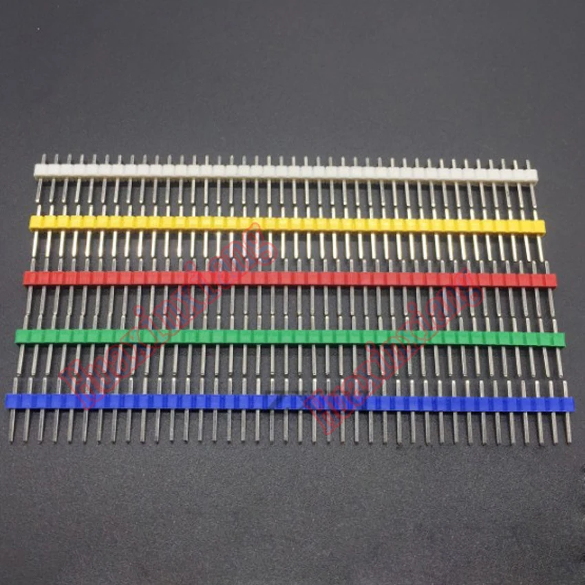 

200PCS/Lot 2.54MM Single Row Needle Connector Male Pin Header White/Yellow/Red/Green/Blue Color 1*40P