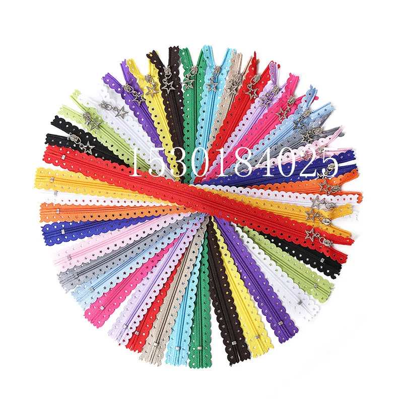 10Pcs Novelty 12/16 inch Star shape Lace Zippers 3# Nylon for Purse Bags for DIY Sewing Tailor Craft Bed Bag 20/Color zip