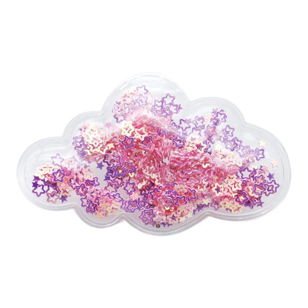 New 5Pc Transparent Plastic Bag love Cloud Bling Shaker Sequins DIY Make Hair Clip Accessories Craft Decor,5Yc7561