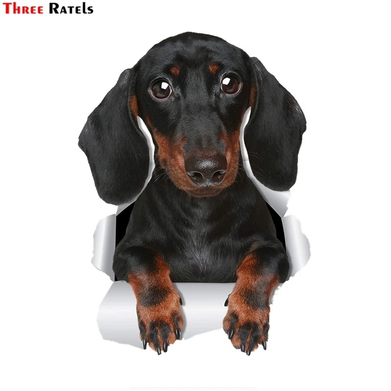 Three Ratels 1071 3D Three Ratels 3D Cute Dachshund Sausage Sticker Dog Decals For Walls Cars Toilet Luggage Skateboard Laptop