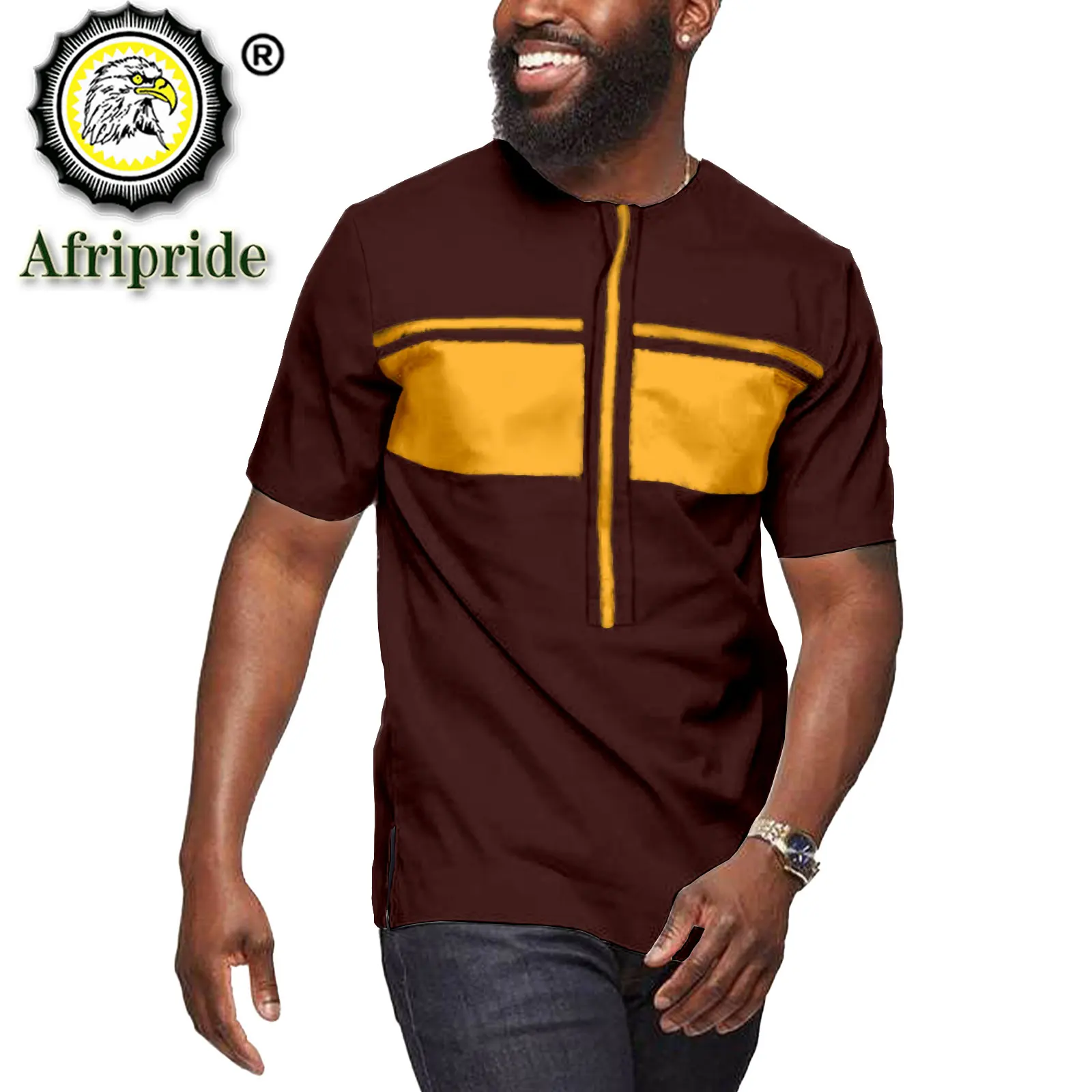 African Shirts for Men Short Sleeve Plus Size Casual Blouse Ankara Attire Slim Fit Bazin Riche Traditional Clothes S2112005