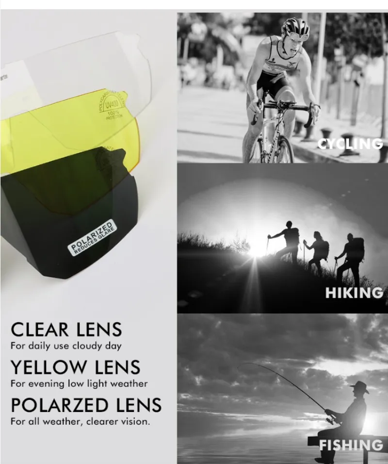 Lunettes de soleil polarisées TR90 pour hommes et femmes, 4 verres, accessoires de sport, cyclisme, équitation