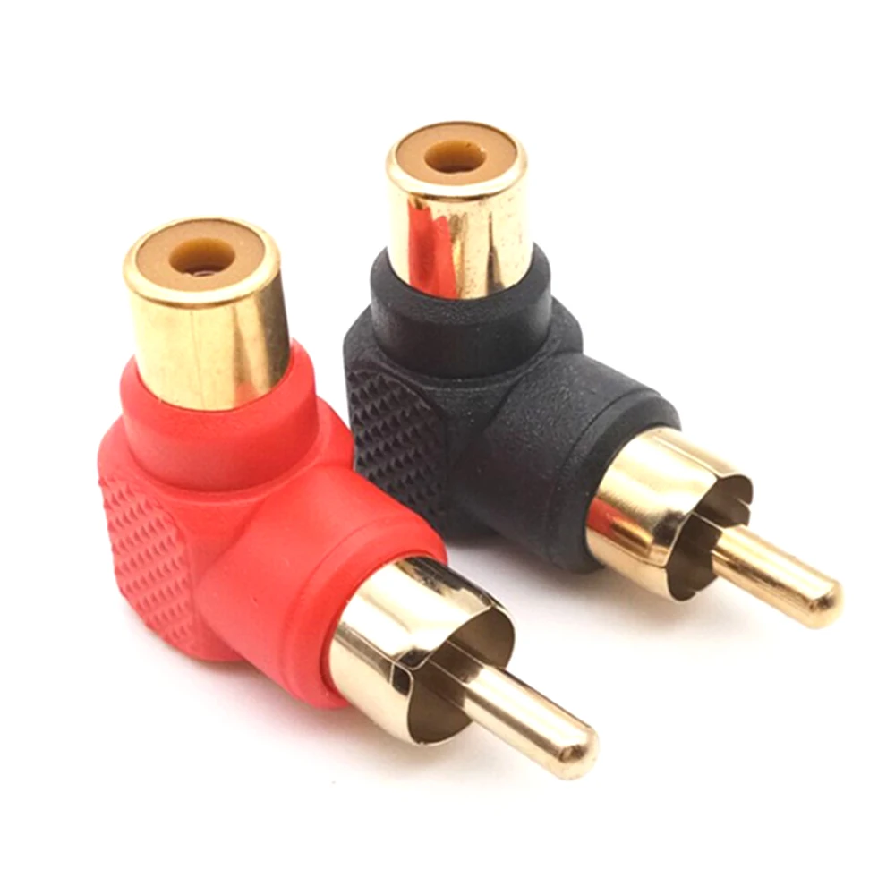 10Pcs/set 90 Degree Black Red RCA Right Angle Male to Female M/F Plug Adapters Audio Adapter Connector