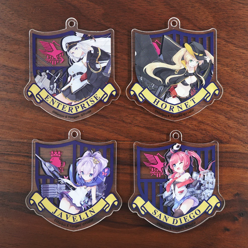 Azur Lane Anime Game ENTERPRISE HORNET JAVELIN SAN DIEGO Acrylic Keychain