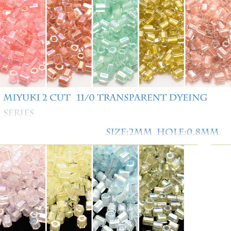 Japan Imported Miyuki Seed Beads for Bracelet Making 2Cut 11/0  Transparent Dyeing Series for Jewelry Making