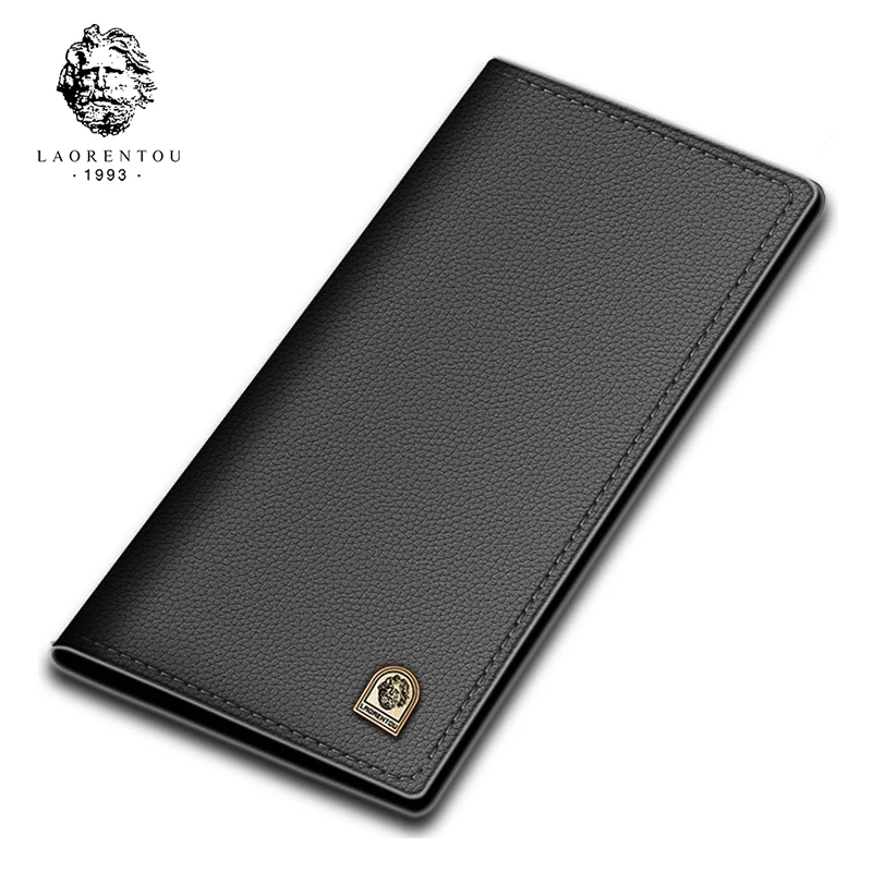 LAORENTOU Men Wallet Soft Genuine Leather Wallet With Card Slot for Business New Arrival Long Purse Wallet Clutch Bag For Father