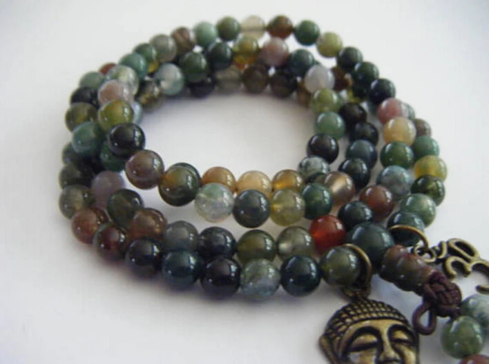 Green agate Bracelet Healing 7.5inches Spirituality Bead Bless Gemstone Monk Stretchy Chakas Lucky men Meditation Yoga