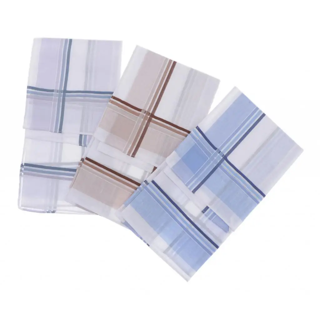 

3pcs Handkerchiefs Retro Style Plaids Square Washable Comfortable