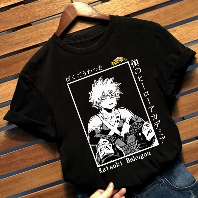 T-shirts de manga curta básico das senhoras do camiseta das mulheres da parte superior do harajuku da cópia de katsuki bakugou