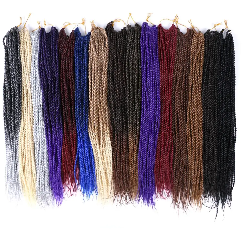 Full Star Senegal Twist Hair Crochet Kepang 30 Helai/Pak 1-7 Pak 14 "18" Warna Pirang Abu-abu Rambut Sintetis Twist Braid