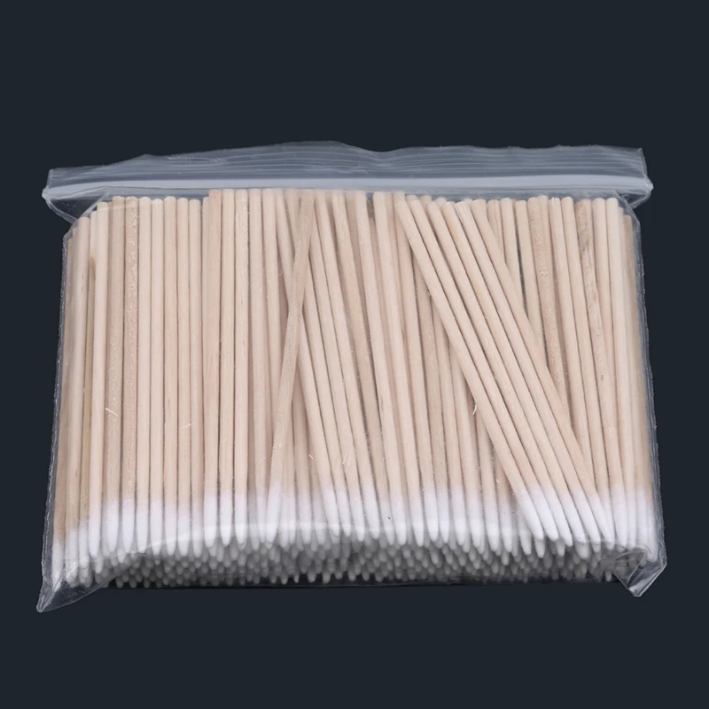 100/300 PCS/Ear Care Clean Wood Handle Pointed Tip Head Cotton Semi Permanent Eyebrow Eyelash Tattoo Thread Beauty Makeup Remove