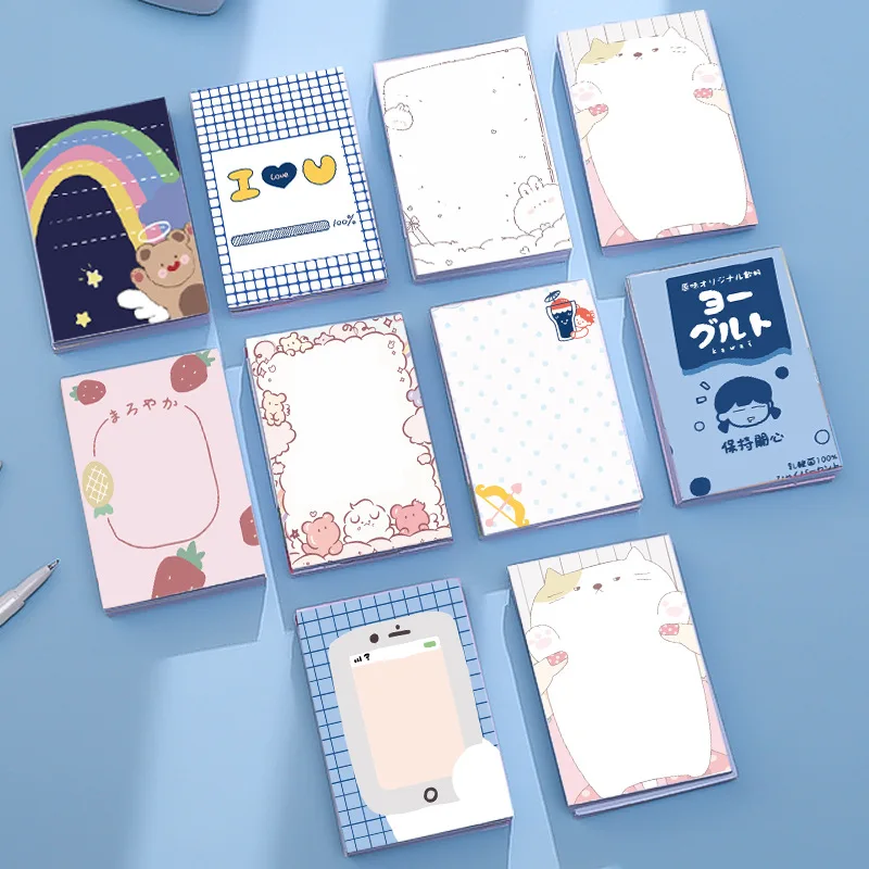 Japanese Cartoon Cute Memo Pad 100pages Mini Notebook Students Learning Notes Kawaii Stationery Message Paper school supplies