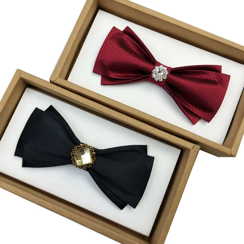 

Men's Bowtie Desiger Brand Luxury Diamond Bow tie Male Fashion Casual Party Wedding Butterfly Ties With Gift Box AB1008