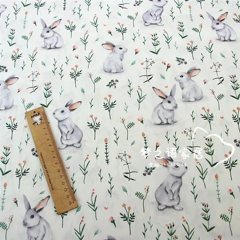 Syunss Cute Rabbit bird Printed Diy Patchwork Cloth For Quilt Baby Cribs Cushions Dress Sewing Tissus Twill Cotton Fabric Tecido