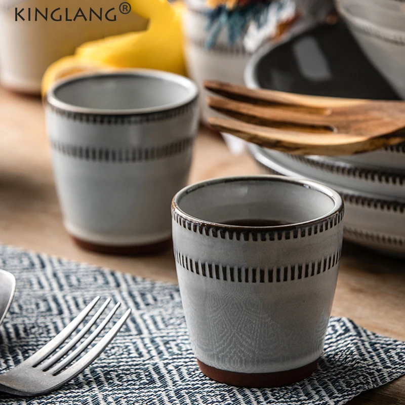 KINGLANG NEW 1/2/4Pcs Teacups Handmade Coffee Cup Ceramic High Quality Good Hand Feeling Cups