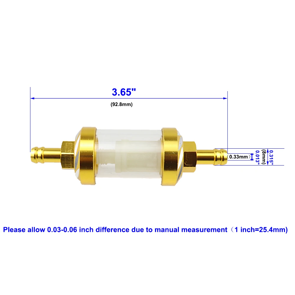 Motorcycle Petrol Gas Gasoline Oil Fuel Filter For Atv Dirt Pit Bike Off-road Vehicles Aluminum Alloy CNC Moto Universal 8mm