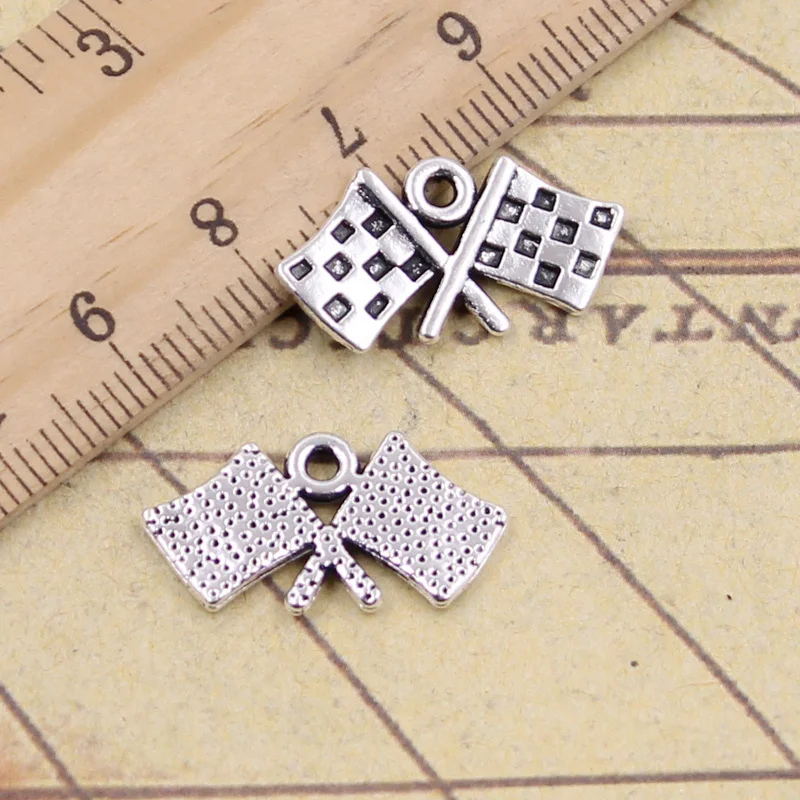 

25pcs Charms Racing Flag 13x22mm Tibetan Silver Color Pendants Antique Jewelry Making DIY Handmade Craft For Bracelet Necklace