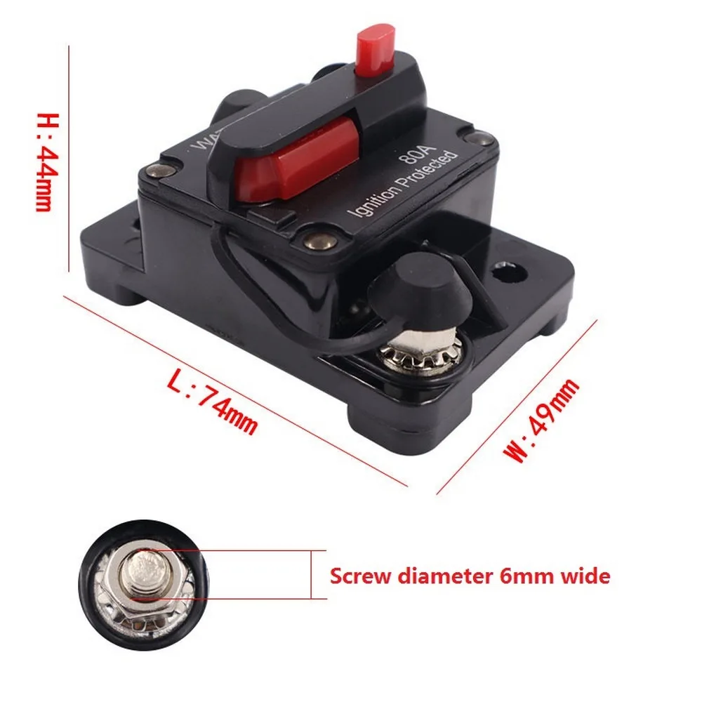 Automotive Marine Circuit Breaker with Manual Reset Surface-Mount for Trolling Boat Motor Battery Thermal 12V-48V DC Waterproof