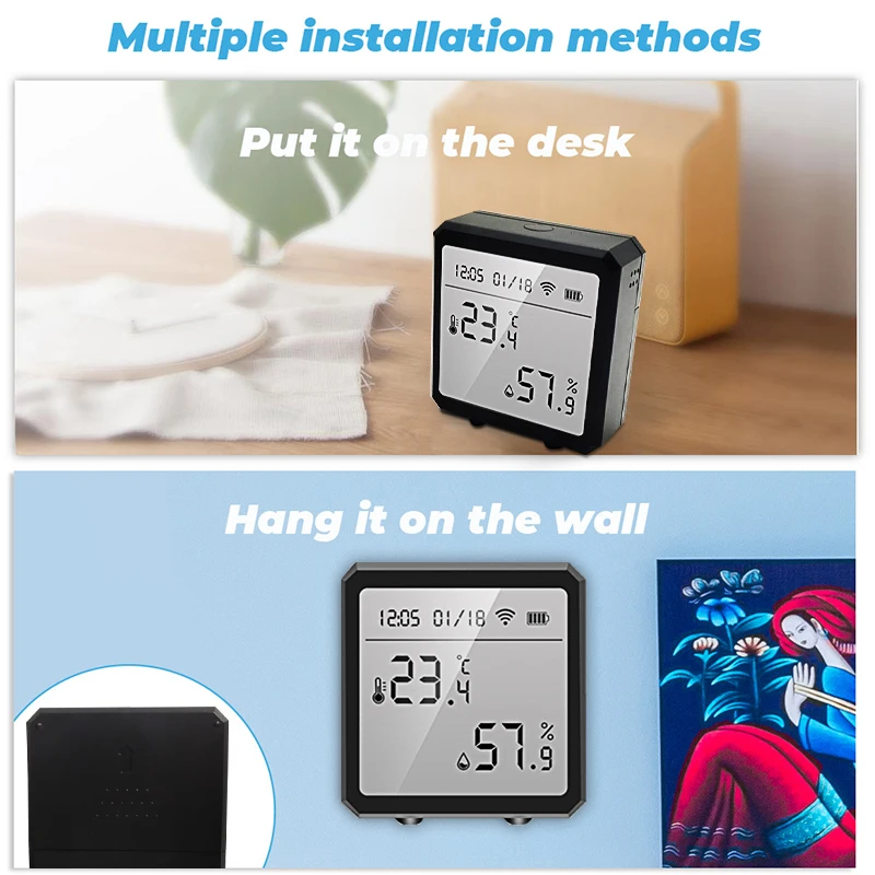 Tuya wifi sensor de umidade temperatura higrômetro indoor termômetro monitor com display lcd