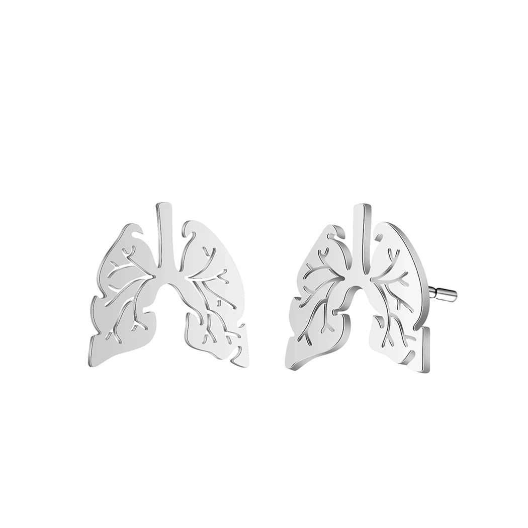 QIMING Tiny Lungs Stud Earrings Anatomy Skeleton Jewelry Anatomical Human Medical Doctor Nurse Jewelry Women Earring