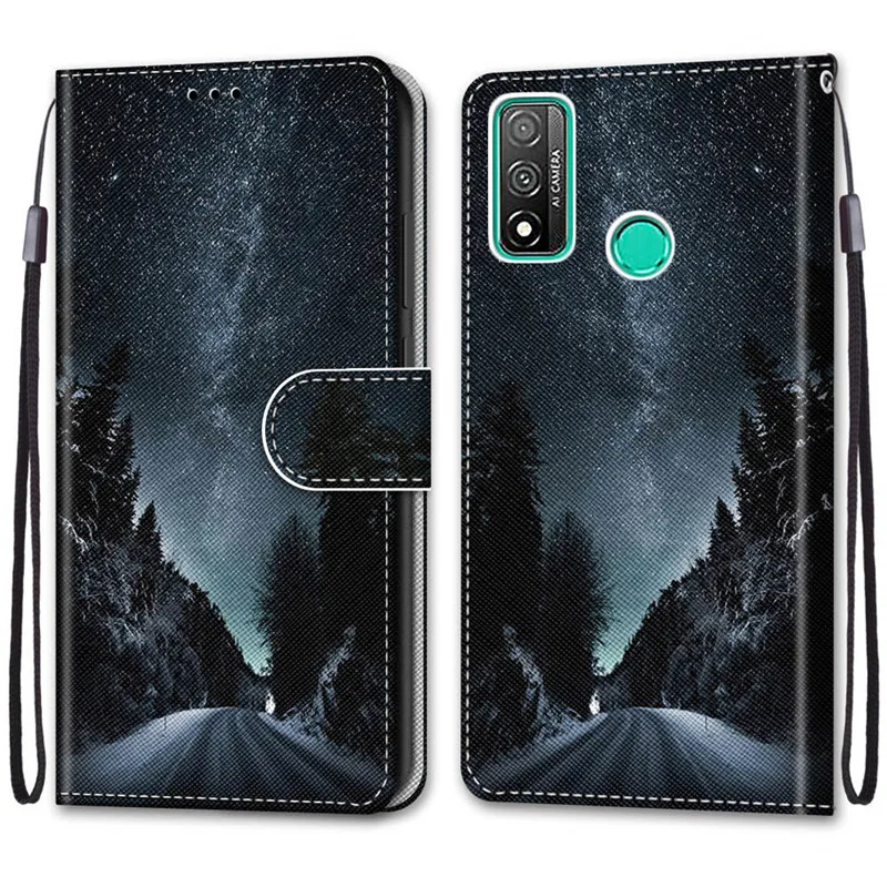เคสหนังแม่เหล็กสำหรับหัวเว่ย พีสมาร์ท พีสมาร์ท ซี 2019 ฝาครอบโทรศัพท์กระเป๋าสตางค์แบบพับได้ทาสีฟันดา เอทูย