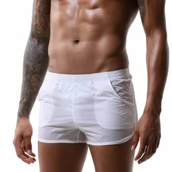 Verão dos homens correndo shorts sexy boxers náilon fino respirável fitness esportiva casa praia wear sweatpants