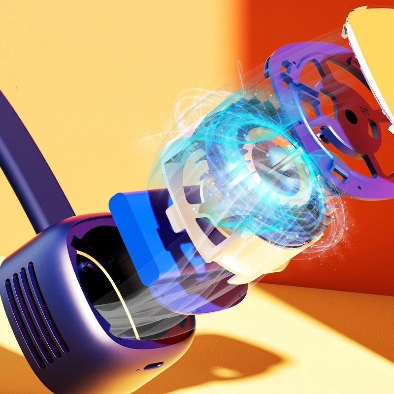 2021 Xiaomi Usb ชาร์จแบบพกพา Leafless พัดลมขนาดเล็กสำนักงานนักเรียนกีฬากลางแจ้งแขวนคอพัดลม KC Certification