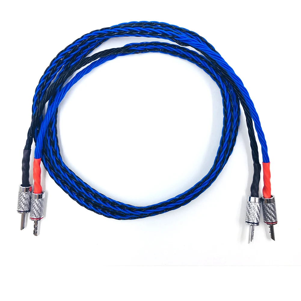 Hifi One pair 8TC Hifi Speaker Cable With 2 Banana Plug to 2 Banana Jack Hi-end OCC Speaker Wire