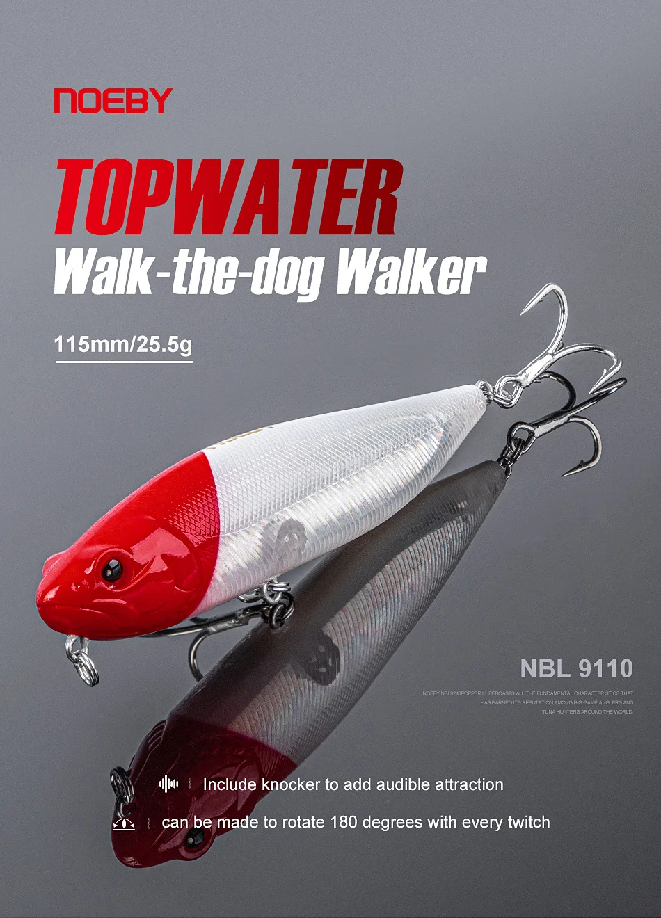 Noeby 115F 25,5g Topwater Bleistift Hund Walker Angeln Lockt Künstliche Harten Köder Für Hecht Meer Bass Salzwasser Angeln lockt – Detail 5