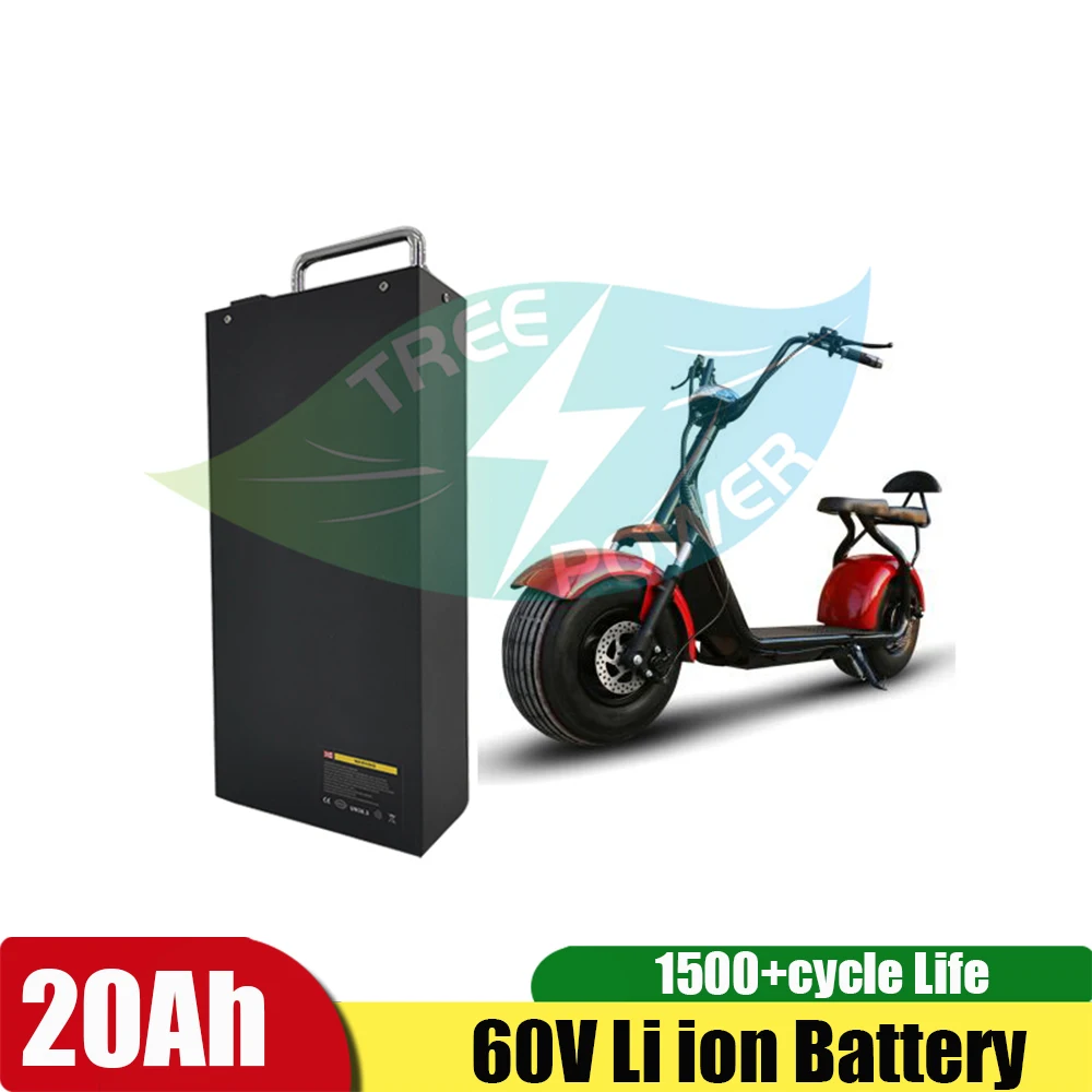 Citycoco Batteria 60V 20Ah 25Ah 30Ah 12Ah 15Ah 18Ah Lithium Ion Battery with BMS for X7 X8 X9 X20 Harley Scooter Bicycle+Charger