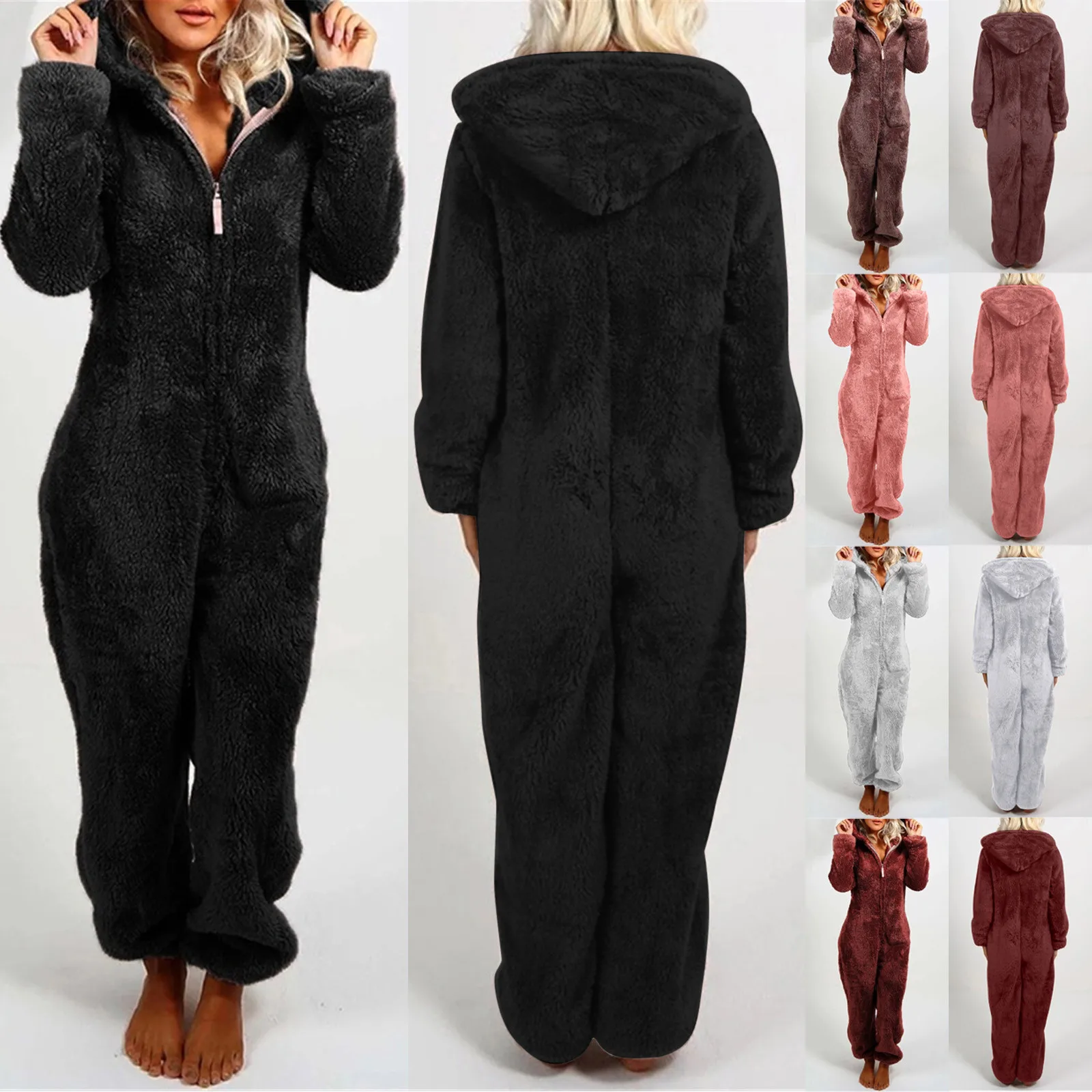 

Winter Women Warm Robes Long Sleeve Jumpsuit Bathrobe Warm Fleece Sleepwear Night Dress