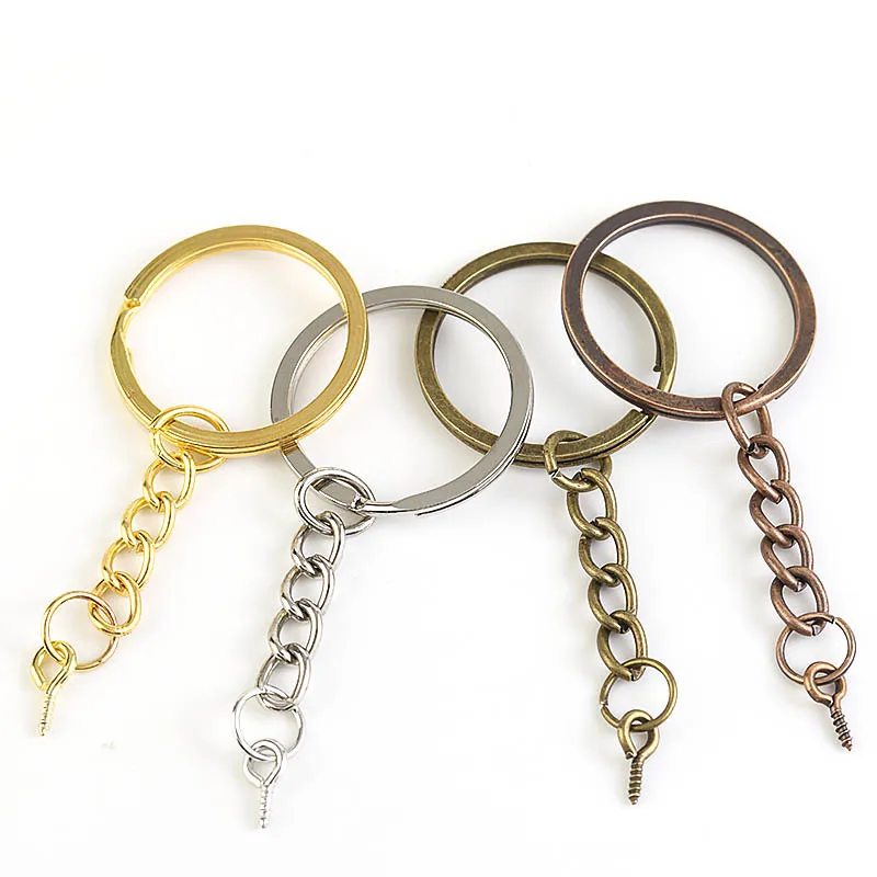 10/Pcs Eye Key Chain Keychain Bronze Rhodium Gold Keyrings Split With Screw Pin Jewelry Making