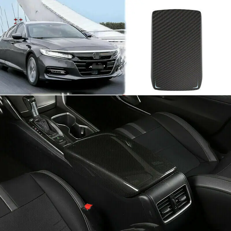 For Honda Accord 2018-2020 Carbon Look Center Console Armrest Box Panel Moulding Cover Trim Car Accessories 1Pcs