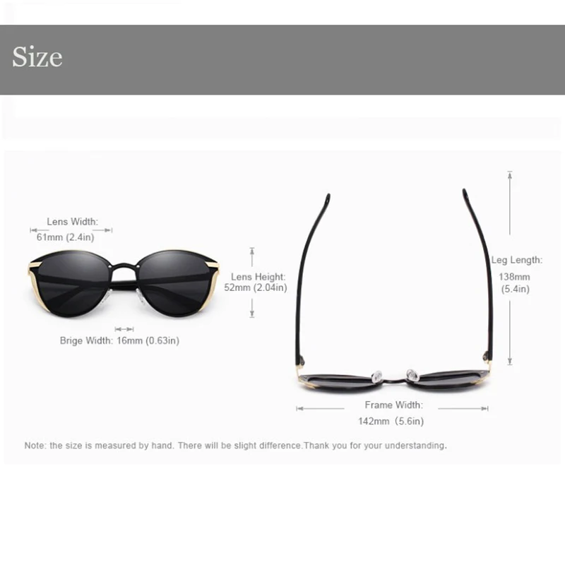 Women Polarized Metal Frame Sunglasses Sunshade Luxury Cat Eye Ladies Vintage Female Sun Glasses Oculos Gafas