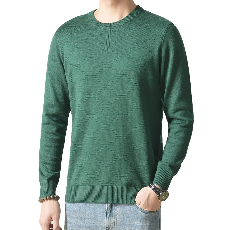 Outono inverno clássico camisola para homem estilo coreano streetwear simples all-match confortável ajuste quente de alta qualidade algodão malha topos