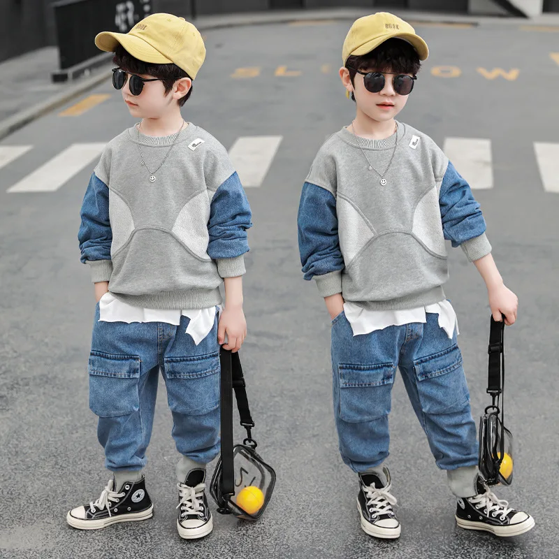 2023 Cool Spring Autumn Children\'s Clothes Set Boys Sweatshirts + Pants 2pcs/Set Kids School Beach Costume Teenage Girl Clothing