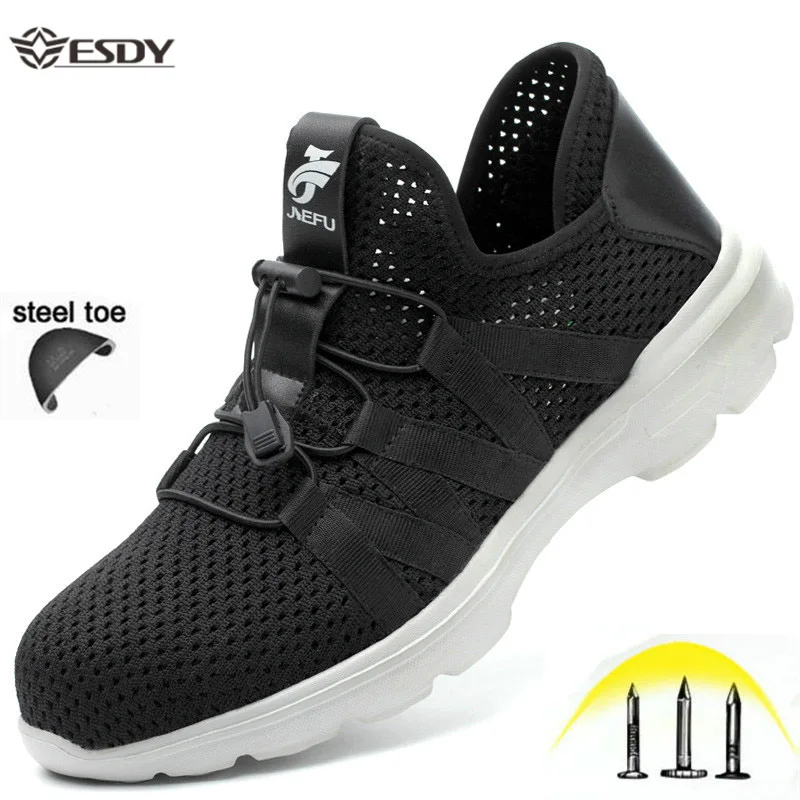 

Safety Shoes Men's Steel Toe Lightweight Anti-smashing Anti-static Work Sneakers Breathable Casual Boots for Men Plus Size 37-48