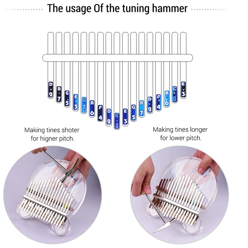 Kalimba 17 Keys Rainbow Acrylic Thumb Piano Starter High-Quality Clear Finger Piano with Case Study Booklet Tune Hammer Stickers