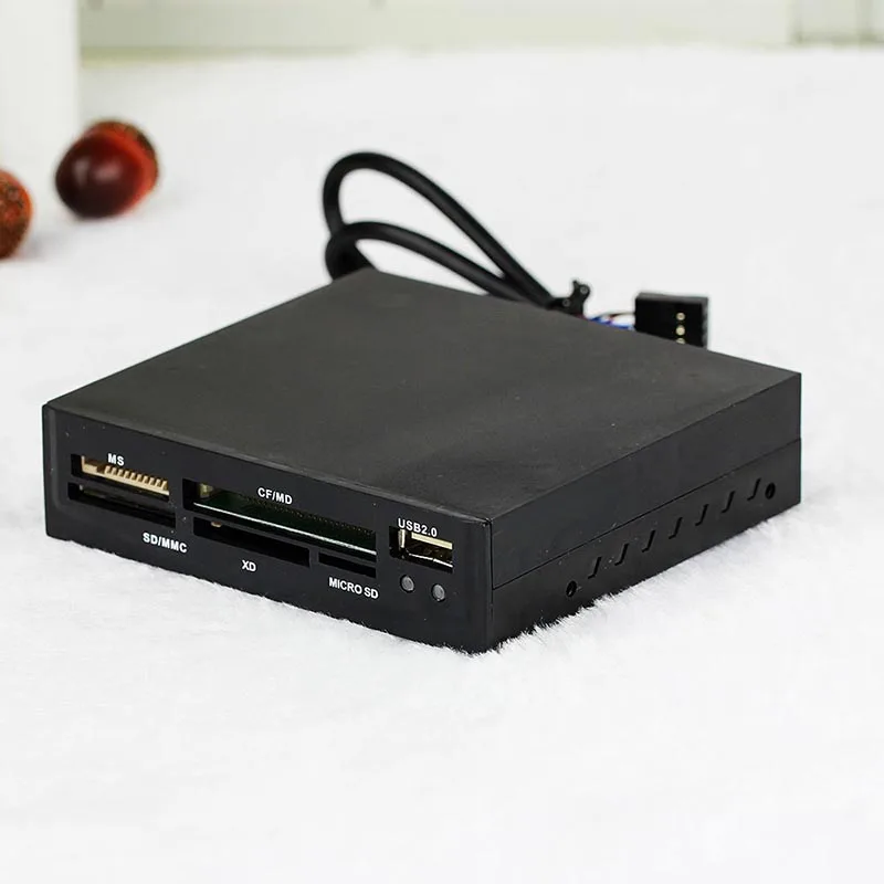 Alle In 1 USB 2,0 3.5 "Floppy Bay Front Panel SDHC Micro SD MMC CF XD TF Flash Memory interne Kartenleser w/ USB Port Hub,LED