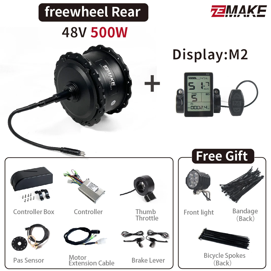 Electric Bike Fat-bike snow-ebike Conversion Kit 20-29 Inch 700C eBIKE Conversion Kit 48V 500W Front Rear Bicycle zemake Motor