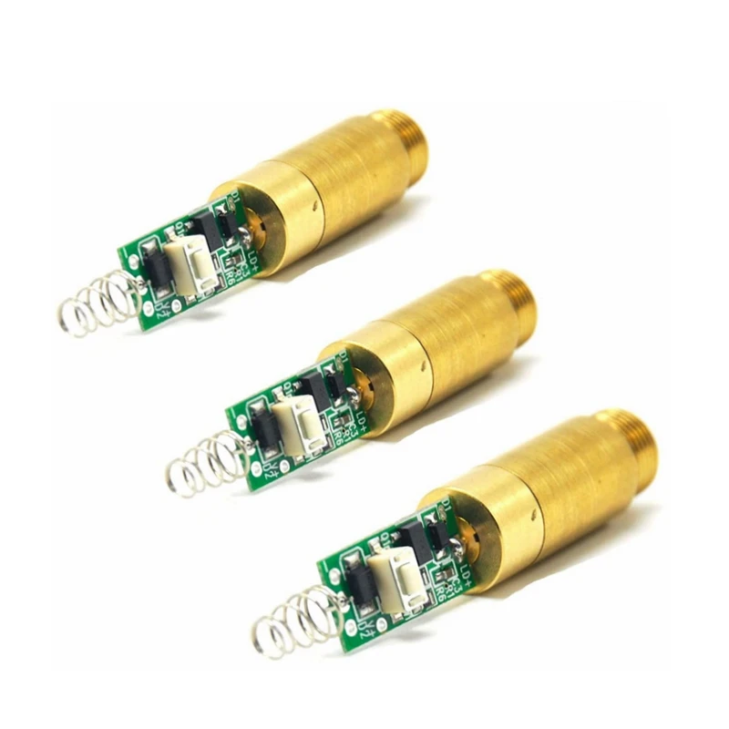 3pcs Industrial / Lab Green Lasers 532nm 5mw Laser Diode Dot Module 3V w/Driver & Brass Housing and Driver Board