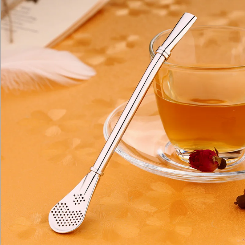 304 stainless steel beverage straw spoon coffee tea filter spoon stirring spoon environmental protection tableware