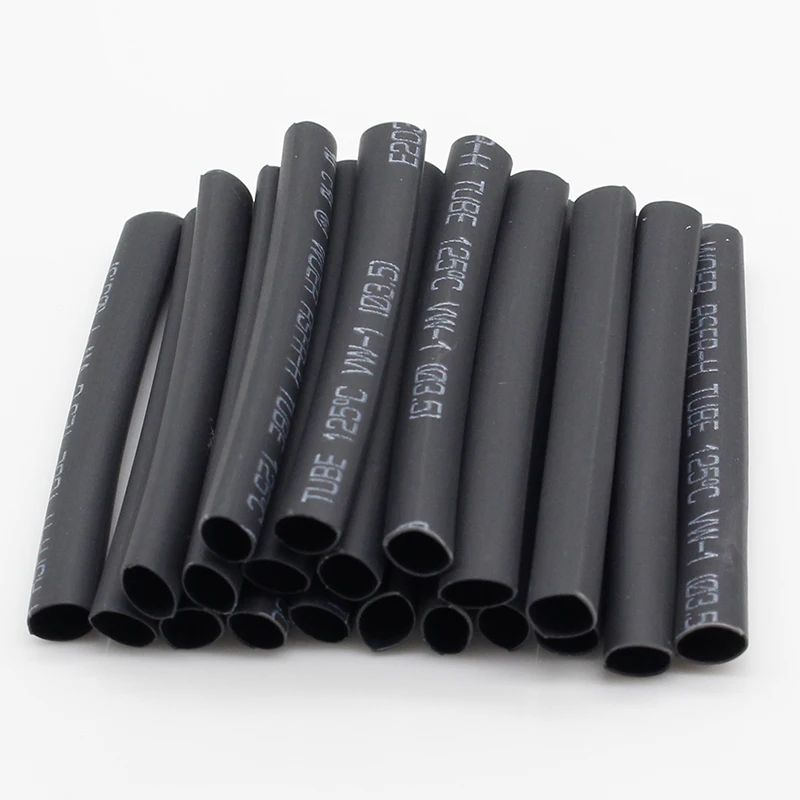 127pcs/lot Heat Shrink Tubing 7.28m 2:1 Black Tube Car Cable Sleeving Assortment Wrap Wire Kit with Polyolefin Tub