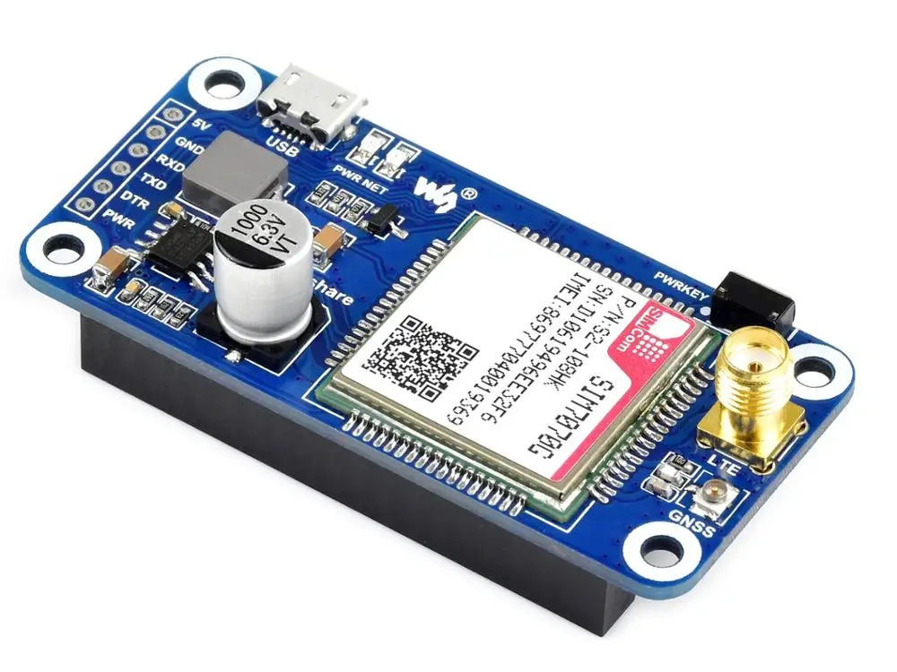 Imagem -06 - Wavesare-chapéu Sim70g nb Iot Cat-m Gprs Gnss Raspberry pi Bandas Globais Suporte