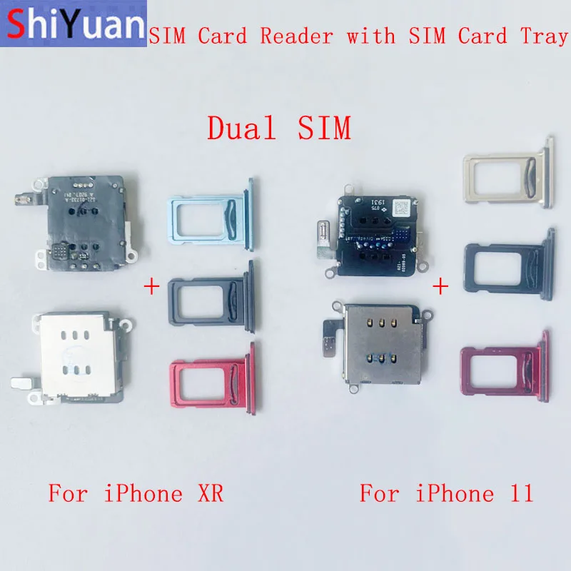 1 Set SIM Card Reader with Sim Card Tray Flex Cable Socket Port For iPhone XR 11 Dual Sim Card Reader Replacement Parts