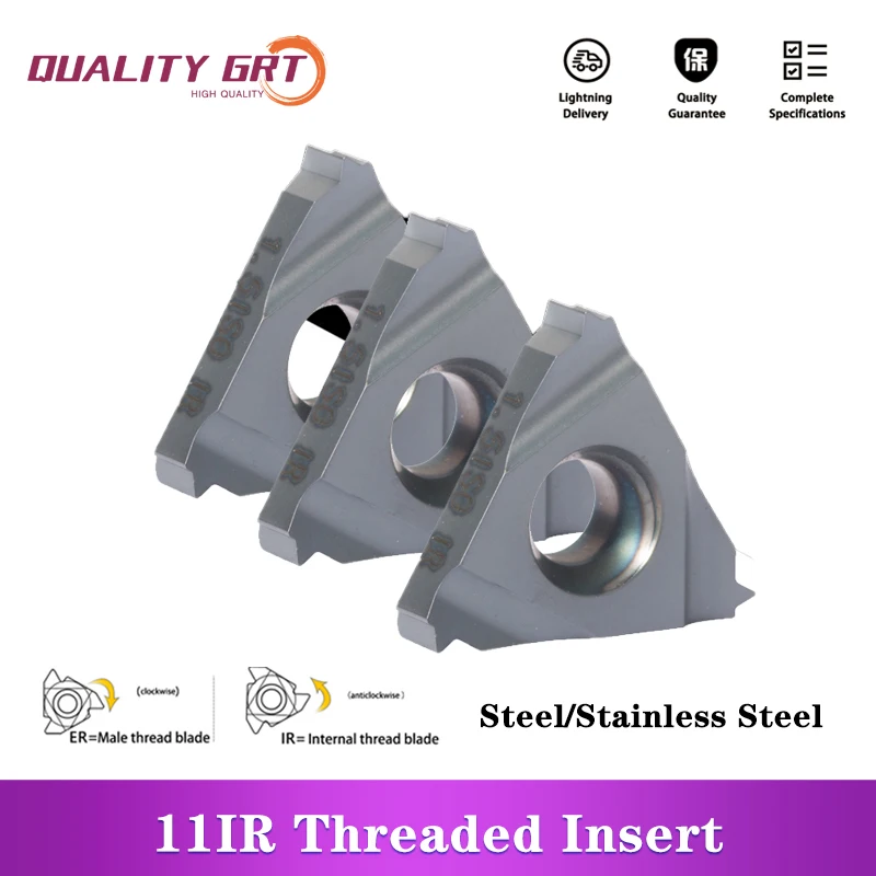 

Q.Grt Threaded Inserts 11IR A60 A55 ISO1.0 1.5 2.0 Carbide Insert Thread Turning Tool Insert For SER CNC Lathe Steel