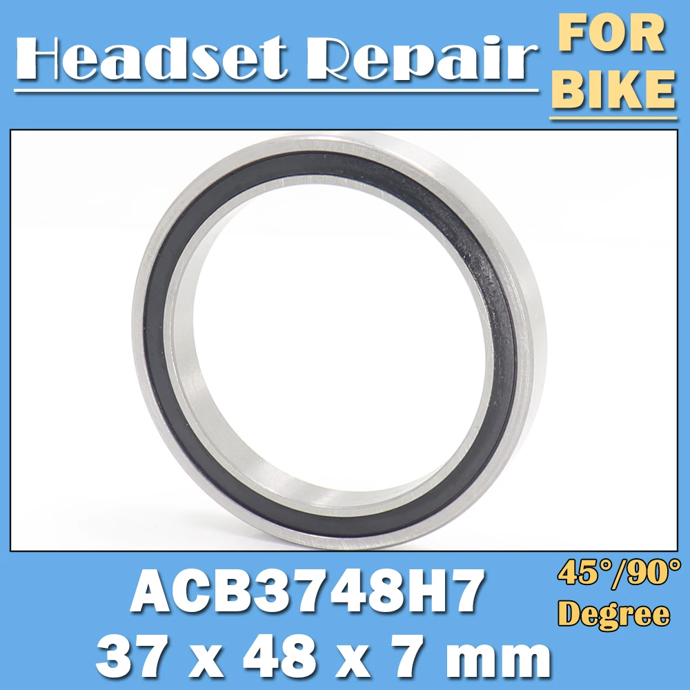 Os rolamentos 37*48*7mm dos auriculares da bicicleta de estrada de acb3748h7 (1 pc) 45/90 graus 1-3/8 "polegadas de aço cromado afilado superior inferior rolamento